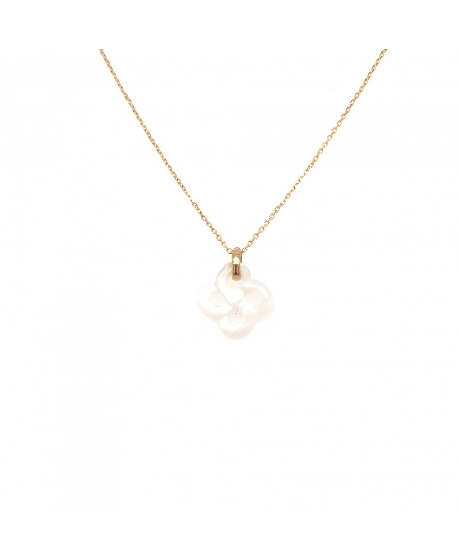 COLLIER OR JAUNE NACRE BLANCHE